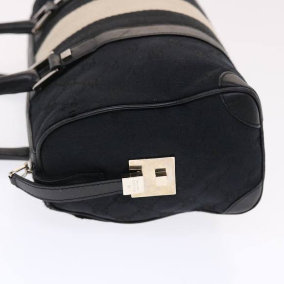 GUCCI GG Canvas Sherry Line Hand Bag Leather Black White Auth 49825 - Picture 4 of 16